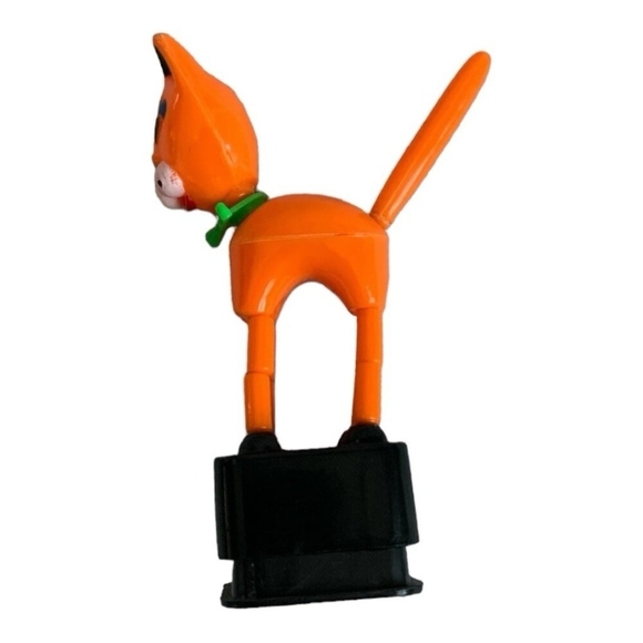Vintage Orange Cat Push Puppet Toy Kitty Cat Plastic 4" Collectible - Picture 4 of 5